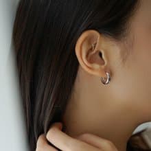 質感光澤弧面水滴耳環 925純銀鍍白k 圓圈易扣耳環