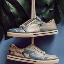 【男朋友禮物】小島海岸 水彩畫風 男款 休閒鞋/小白鞋