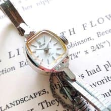 1960年代 日本Citizen 星辰 三葉草花圓弧 銀色女用古董機械手錶