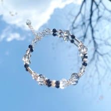 黑髮晶 銀曜石 白水晶 S925純銀水晶手鍊 去除負能量、防小人
