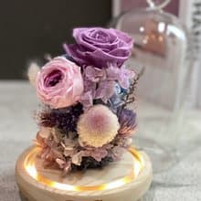 夢幻大玻璃鐘罩 不凋花 夜燈 永生花花盅 情人節禮物 生日禮物