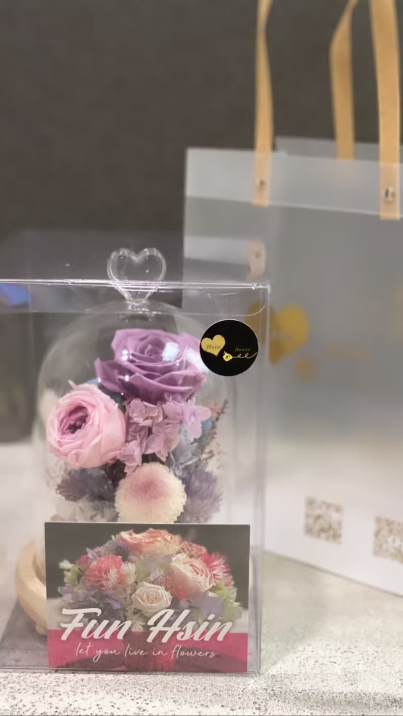 夢幻大玻璃鐘罩 不凋花 夜燈 永生花花盅 情人節禮物 生日禮物