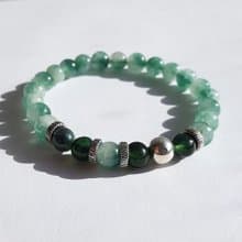 寶石系 玉翠 天然礦石 飄花翡翠 綠岫玉 925純銀 ‧ 手鍊