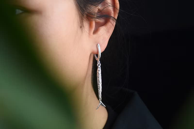 925銀小魚肌理感不對稱耳飾原創手工純銀耳墜