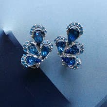Vintage Jewelry 西洋古董飾品 立體 水滴 雙色鑽 對稱 夾式耳環