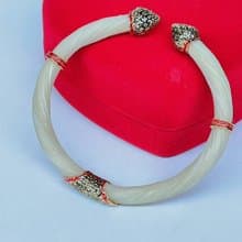 White Body Real Elephant Tail Hair Bangle Silver Enamelled Sukhothai Free Size