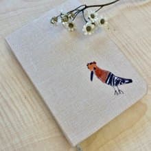 手繪戴勝 亞麻布面 筆記本 買即贈情人節小卡喔