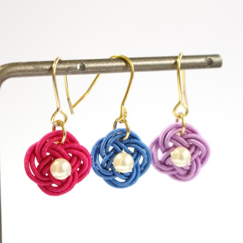 japanese style pierce / mizuhiki / japan / accessory / flower / present