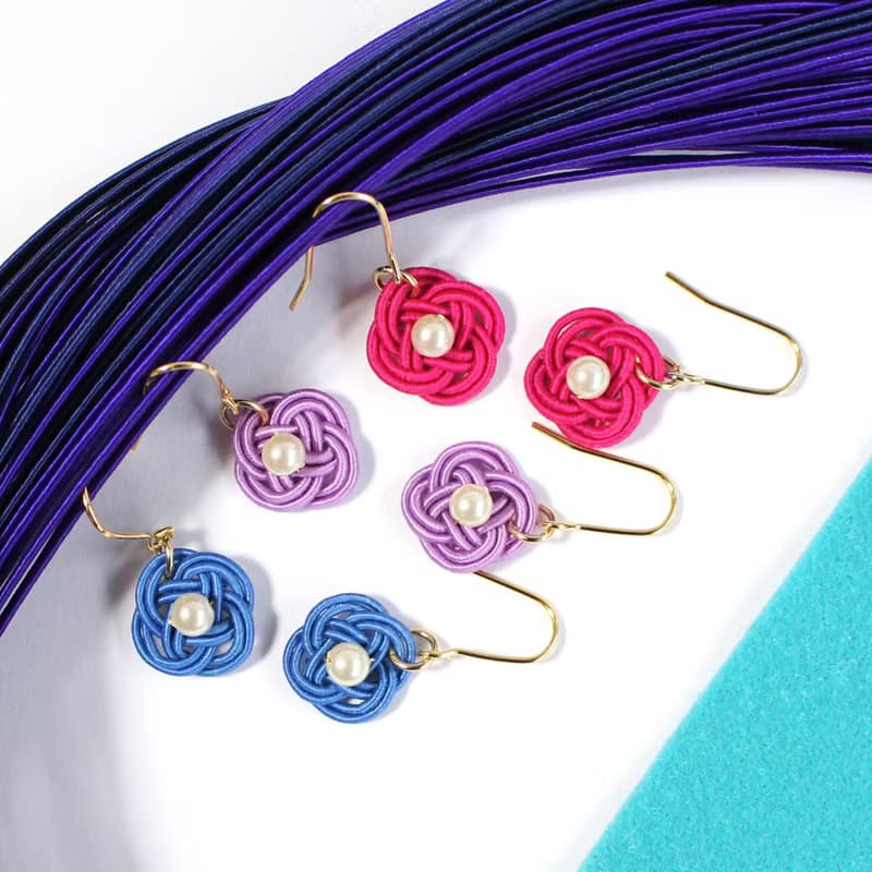 japanese style pierce / mizuhiki / japan / accessory / flower / present