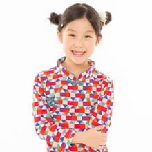 兒童旗袍 古風 七分袖款 幻彩幾何