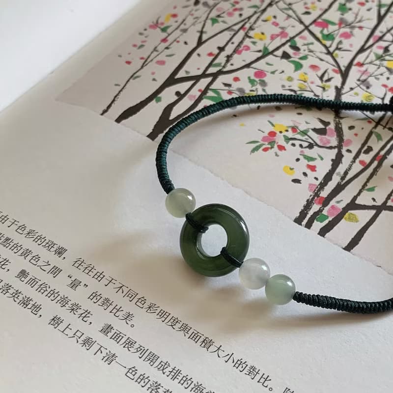 售完供欣賞 濃墨如昨。天然和田玉平安扣復古編織手鏈 南紅瑪瑙