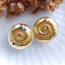 Vintage Jewelry 西洋古董飾品 金色調 大海螺 大耳環 夾式耳環