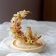 金禧月玻璃球花盅 永生花禮 中秋  生日禮物 告白禮物 七夕情人節