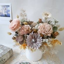 圓盆中大型乾燥花盆花【唯美初秋】開幕/新居落成/喬遷