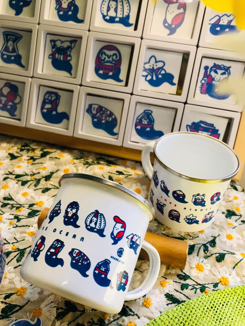 20s飄洋過海日本祭-小鬼幽靈插畫搪瓷杯-濾掛咖啡杯