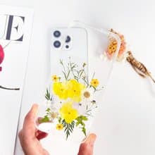 多彩綉球花押花手机壳适用于iPhone 16 Pro Max Samsung S25 A35