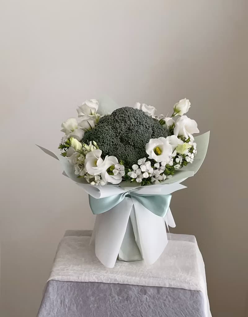 【鮮花】綠白色花椰菜洋桔梗鮮花花束