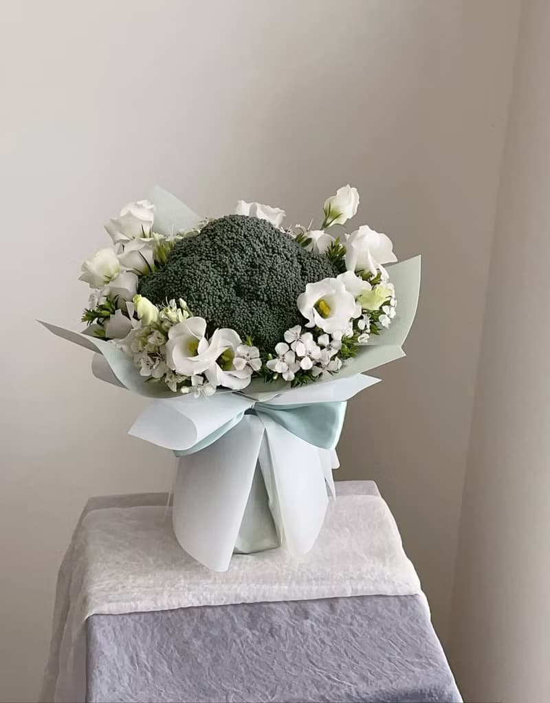 【鮮花】綠白色花椰菜洋桔梗鮮花花束
