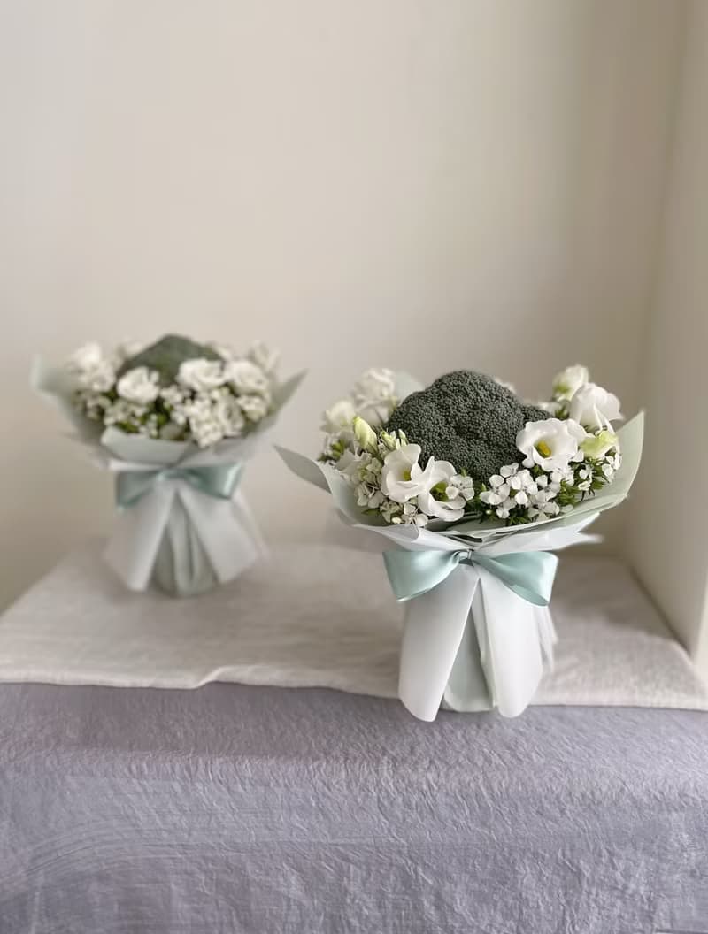 【鮮花】綠白色花椰菜洋桔梗鮮花花束