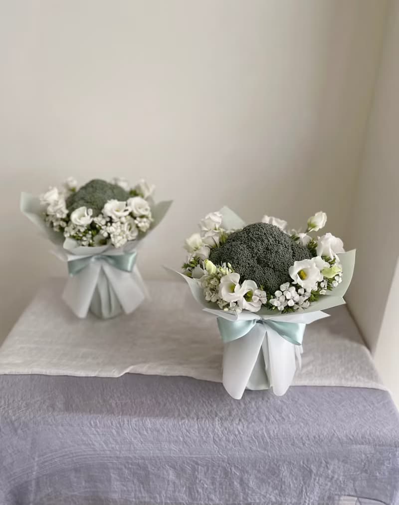 【鮮花】綠白色花椰菜洋桔梗鮮花花束