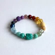 寶石系 小兔 天然礦石 七脈輪多寶 15.2 手圍 手鍊