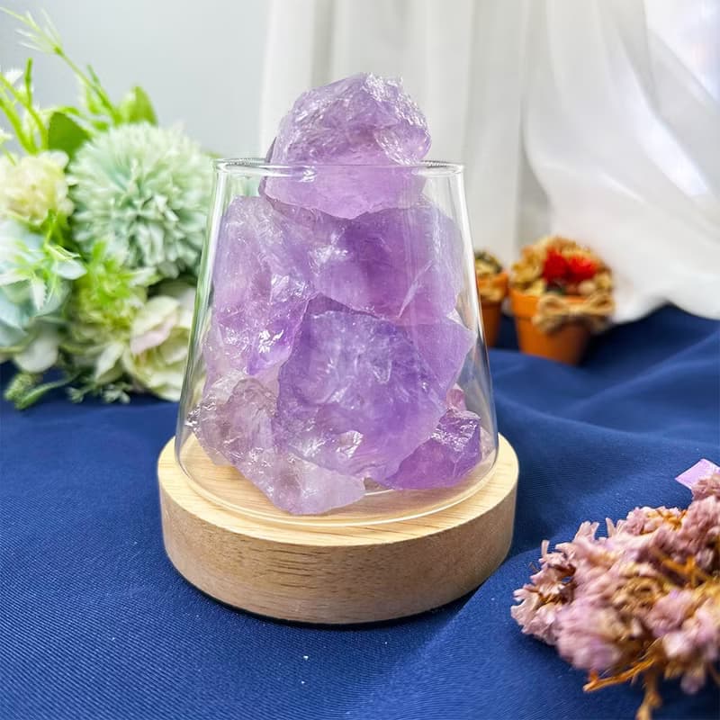 【MU工坊】淺紫水晶擴香石/水晶擴香燈/碎石/室內香薰/淨化小夜燈