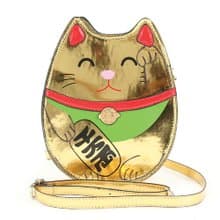 金光閃閃日系招財貓童趣造型斜揹包 - 酷樂村
