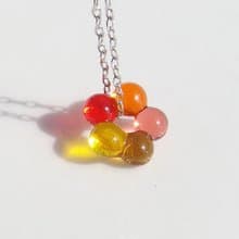 小さなお花ガラス(ぷちはな【オレンジ】)チェーンネックレス【綿紐、シルバー925選べます】【受注制作】