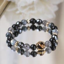 黑曜石 黑髮晶 拉長石 虎眼石 8mm健康避邪 男款水晶手鍊。黑鷹