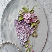 Lilac sculptural painting 3d flowers painting 3d floral wall art Christmas gift