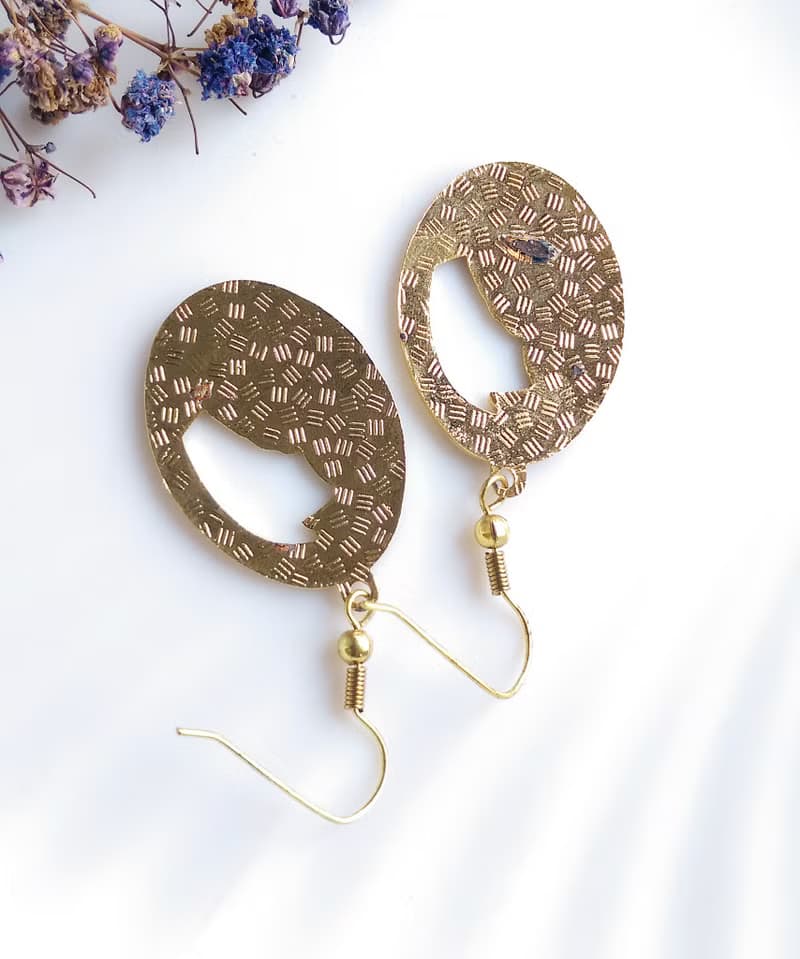 Vintage Jewelry 西洋古董飾品 蓮花花卉 景泰藍 耳勾 針式耳環