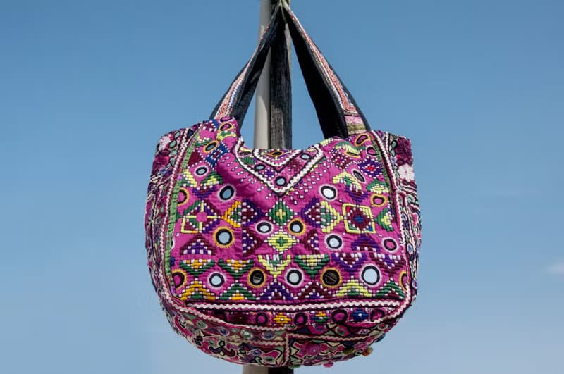手工刺繡斜背包 民族風包 側背包 肩背包 手工包 刺繡包-古布boro