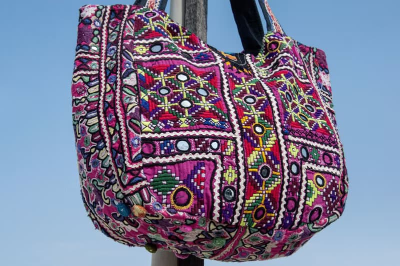 手工刺繡斜背包 民族風包 側背包 肩背包 手工包 刺繡包-古布boro