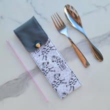 【可放22cm吸管】防水環保餐具袋 / 筆袋 親子餐具袋 黑髮琪琪