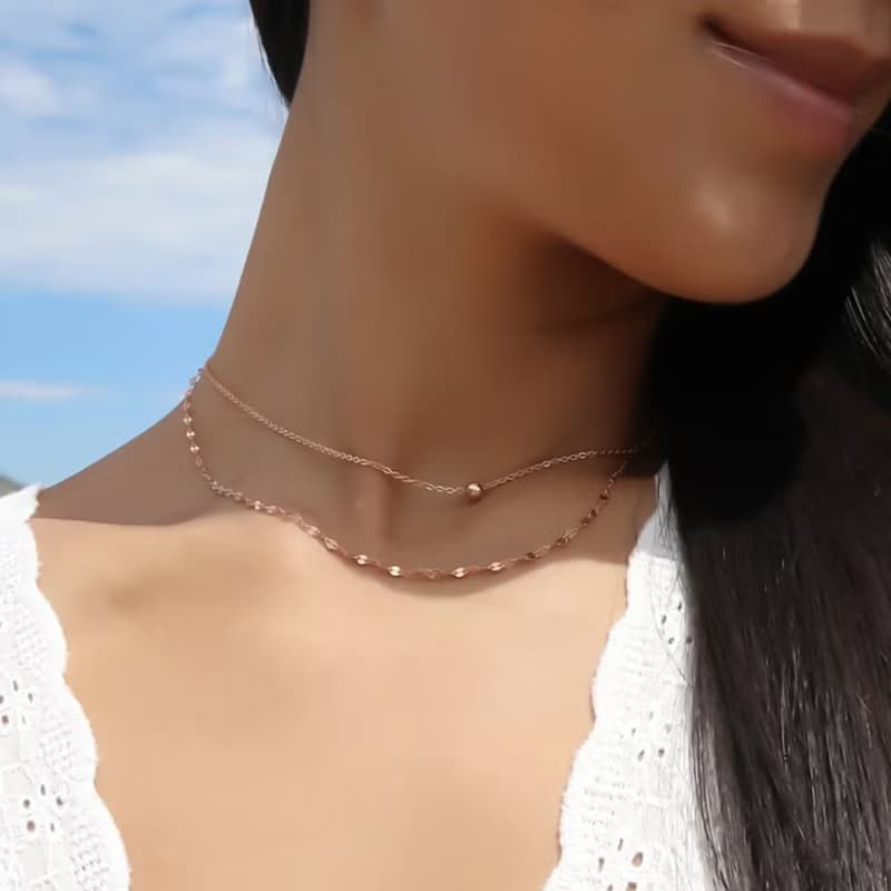 玫瑰珊瑚純銀鎖骨鏈  ROSE CORAL