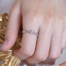 月光石925純銀相鏈相戀粗鏈條戒指 可調式戒指