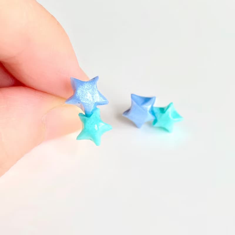 特別版幸運星星Twins Star 925耳環 (粉藍+湖水綠)