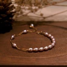 粉紫珍珠手鍊 隨意扣 手圍14至18cm皆可