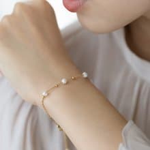 pearls手工訂製 天然珍珠手鍊 醫療鋼鍍18k金