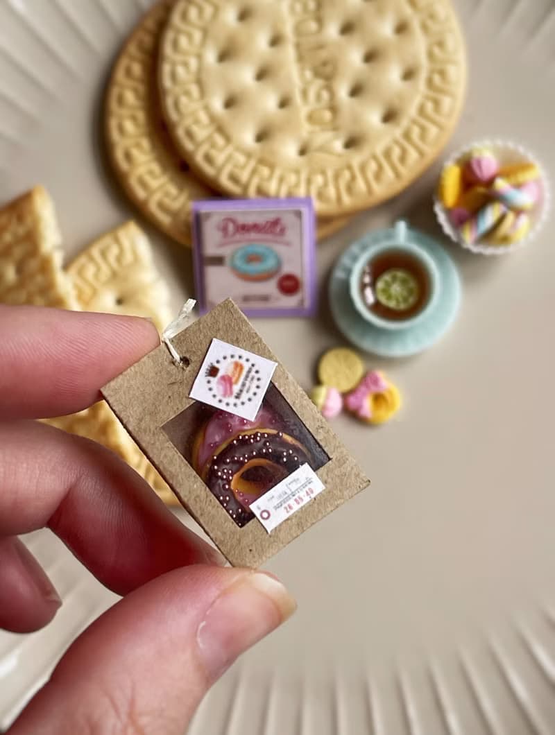 Miniature tea set with donuts