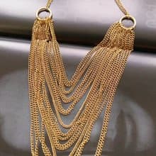 【西洋古董飾品】金色調 雙環 大垂鍊 項鍊