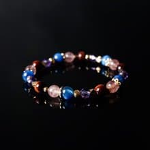 璀璨星塵 // 紅虎眼石藍晶石草莓晶紫水晶 手鍊 // 勇氣 智慧