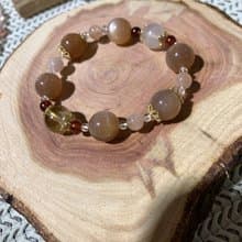 水晶能量手鍊 貝兒公主 princess Belle 橙月光 粉兔毛 月光石