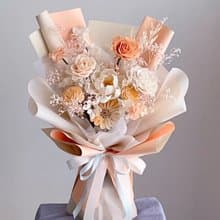 【不凋花乾燥花】香檳橘色永生花花束