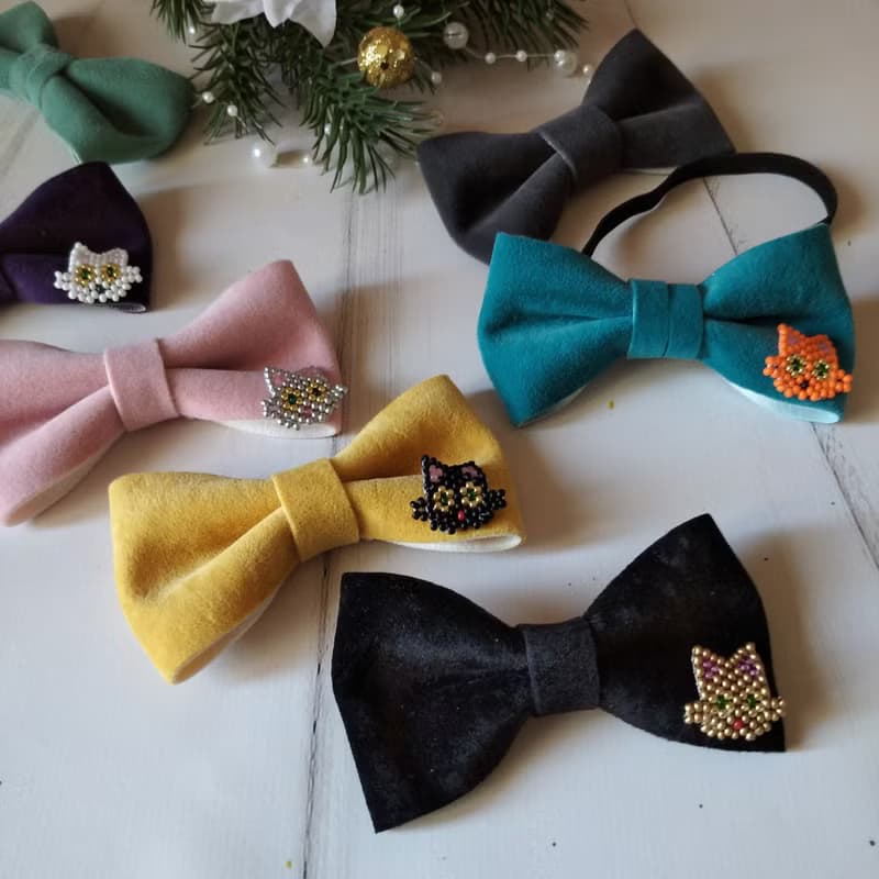 Christmas Bow Tie for Cat | Cat Costume | Velvet Bow Tie | Christmas Decor | Cat