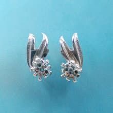 Vintage Jewelry 西洋古董飾品 Marboux 銀色調 花葉 夾式耳環