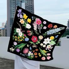 Scarf : silk satin ttq floral scarf : MIDNIGHT