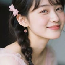甜美可愛粉色櫻花花垂墜耳環 耳圈圓圈