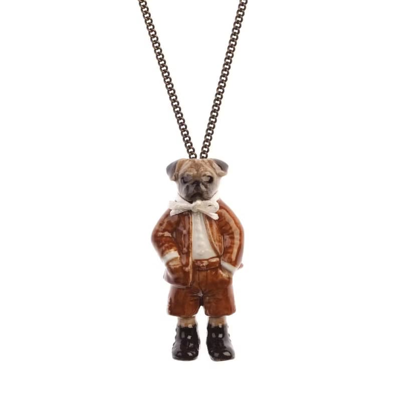 AndMary 手繪瓷項鍊-巴哥先生 禮盒包裝 Mr. Pug Necklace