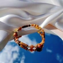 華麗的想像。圖畫石 金骨幹太陽石 金草莓 14K包金 水晶設計手鍊